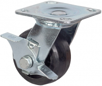 Колесо большегрузное поворотное с тормозом обрезиненное 100 мм - SCdb 42