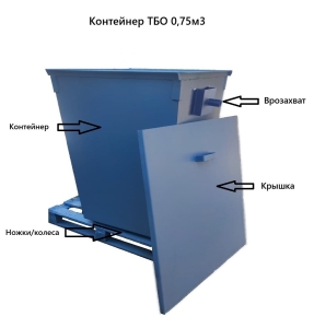 Мусорный металлический контейнер ТБО 0,75м3/1,5мм