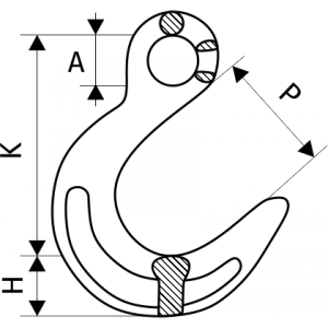 Крюк с широким зевом 1,5 т, размер 9/32 - 1/4