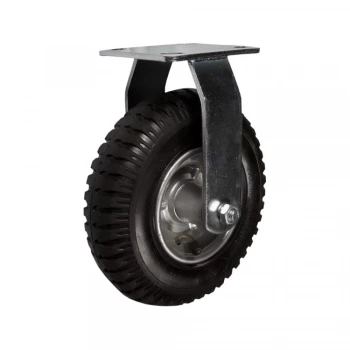 Пневматические колеса. Крепление – площадка, неповоротные, стальной обод.