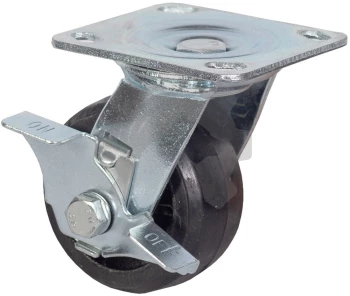 Колесо большегрузное поворотное с тормозом обрезиненное 100 мм - SCdb 42