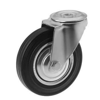 Промышленные колеса под болт. Поворотные, черная резина, роликоподшипник.