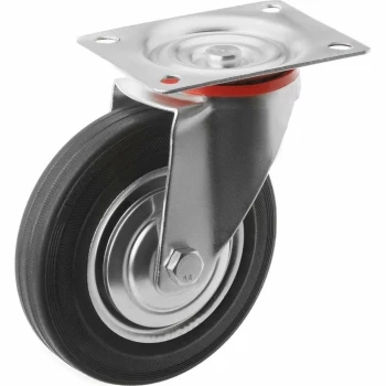 Промышленные колеса с площадкой. Поворотные, черная резина, роликоподшипник.