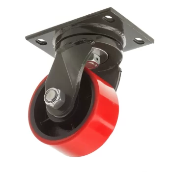 Сверхбольшегрузные колеса (полиуретан). Крепление – площадка, поворотные, шарикоподшипник.