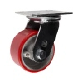 Большегрузные колеса (полиуретан). Крепление – площадка, поворотные, роликоподшипник.