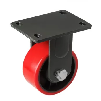 Сверхбольшегрузные колеса (полиуретан). Крепление – площадка, неповоротные, шарикоподшипник.