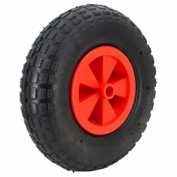 Колеса пневматические с пластиковым ободом и симметричной ступицей.