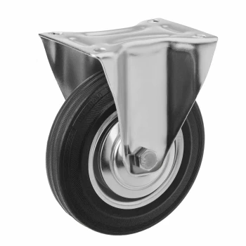 Промышленные колеса с площадкой. Неповоротные, черная резина, роликоподшипник.